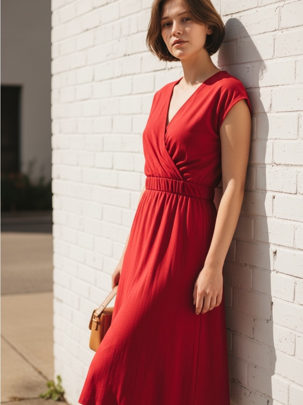41Hawthorn Women's Red Wrap Style Short Sleeve Dress Size 1X